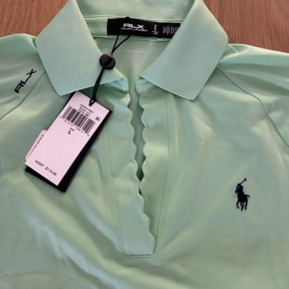 RLX Ralph Lauren Mint Green Tennis Golf Polo Shirt Size L - Picture 3 of 4